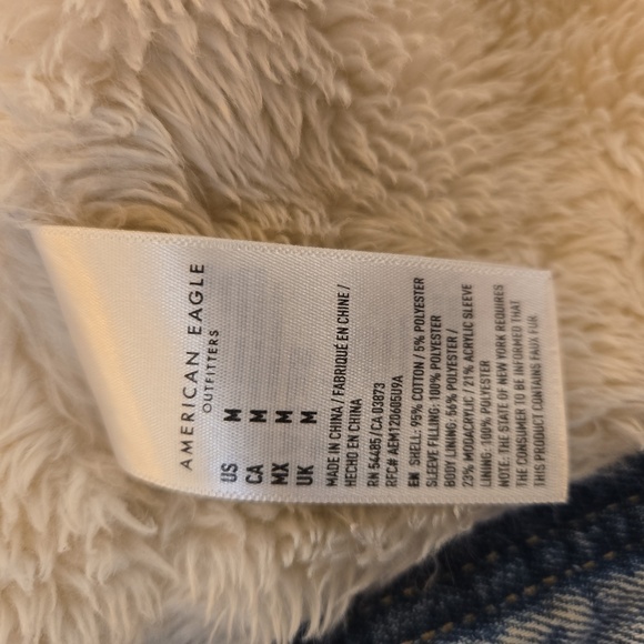 American Eagle Outfitters Womens Sherpa Lined Denim Jacket Blue Size Medium - Picture 13 of 14
